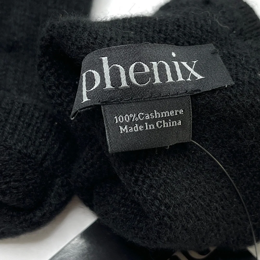 PHENIX 100% Cashmere Knit Gloves NEW Black